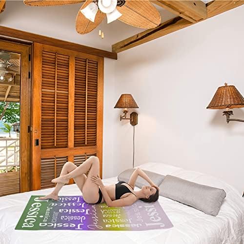 XOZOTY Pink Yellow Purple Green Personalized Beach Towel