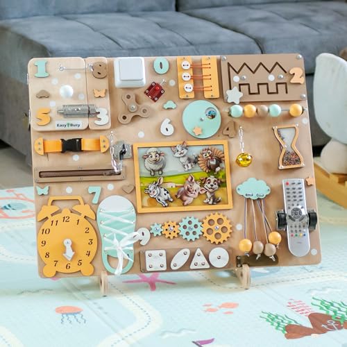 EasyBusy4kids Farm Animal Busy Board for Toddlers 1-4 Years 1