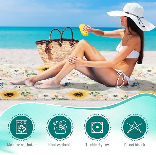 HYSEAS Ultra-Thin Sand-Free Beach Towel 63x35 Quick Dry for Adults