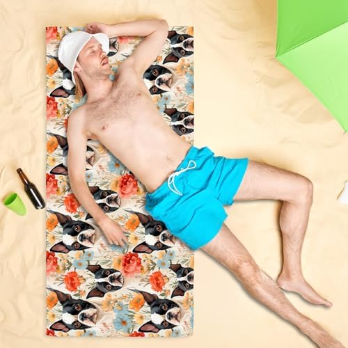 Cute French Bulldog Beach Towel - 60x30 Inches Microfiber 1