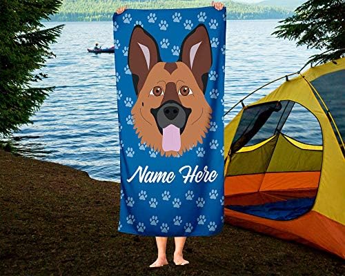 Personalized German Shepherd Beach and Bath Towels - Large Medium