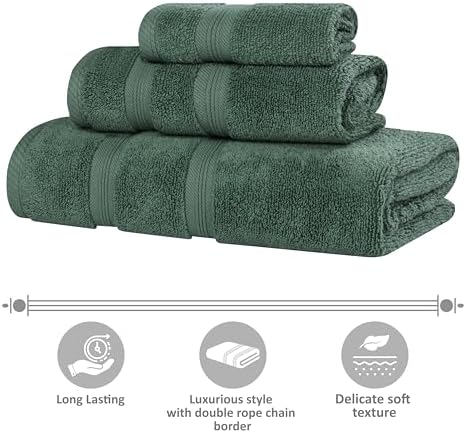 Superior 6-Piece Cotton Towel Set Forest Green 1