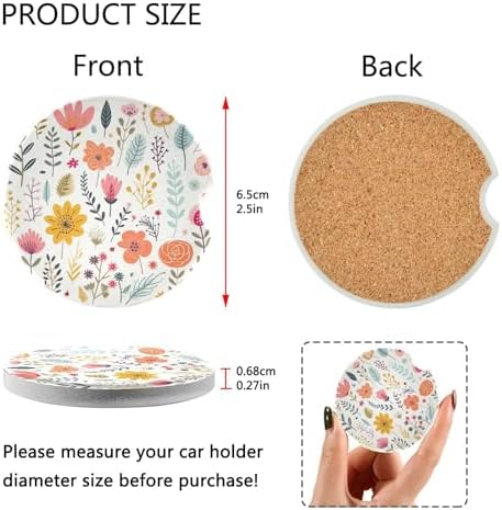 Wildflowers Car Cup Holder Coasters 2 Pack