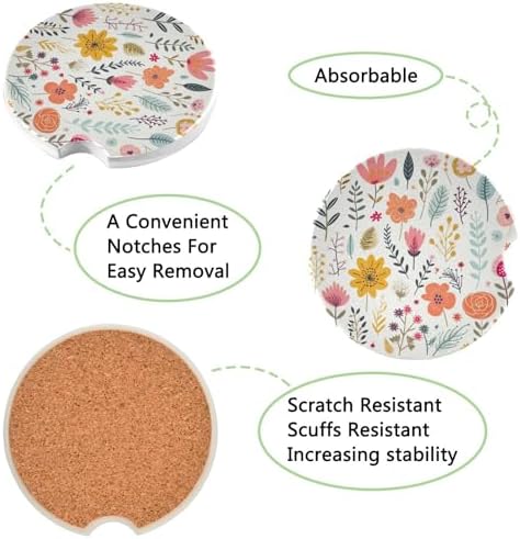 Wildflowers Car Cup Holder Coasters 2 Pack
