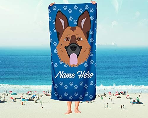 Personalized German Shepherd Beach and Bath Towels - Large Medium