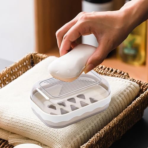 Small Soap Dish with Drainage and Flip-Top Design