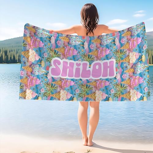 Custom Beach Towel with Ice Cream Pattern
