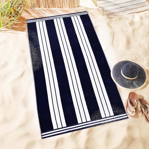 Superior Oversized Cotton Beach Towel Set of 4 - Blue