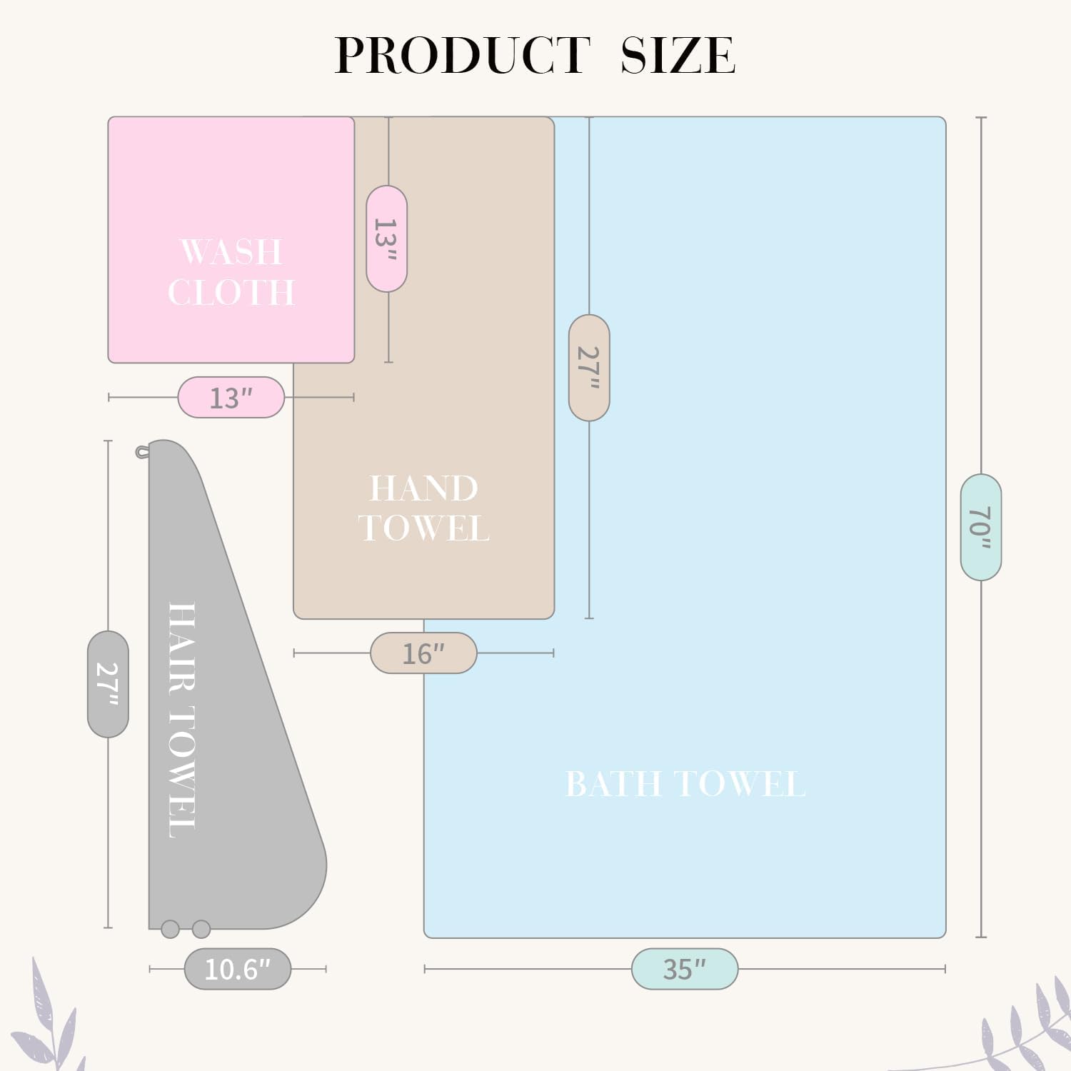 MaopaoBeauty 35x70 Extra Large Towel Set of 4
