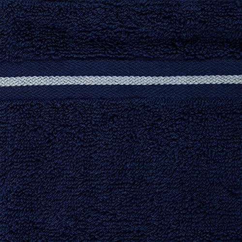 8-Piece Cotton Towel Set - Navy Blue with White Stripes