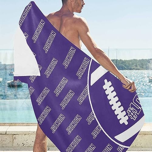 Artsadd Personalized Dark Purple Rugby Beach Towel