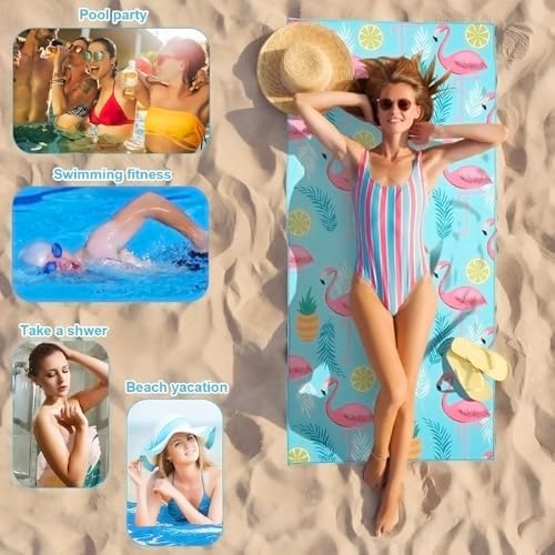 VEBERO Oversized Beach Towel 30x60 Inch Quick Dry