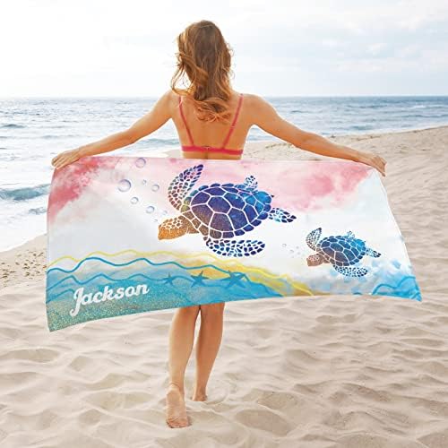 Personalized Sea Turtle Beach Towel with Name 1