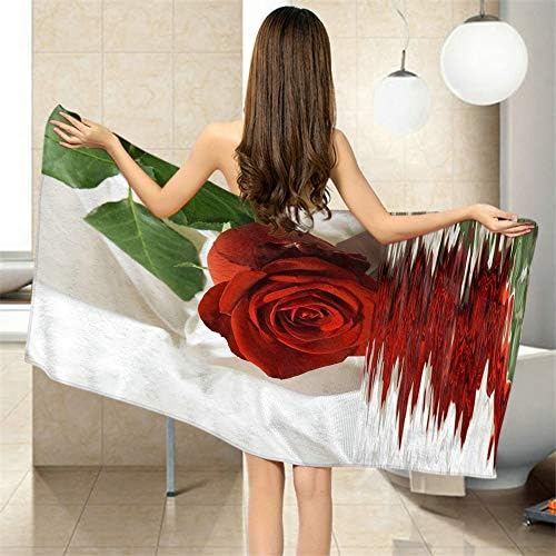 Comfy Bath Towels Red Rose 64x32 Inches for Home Beach Camping