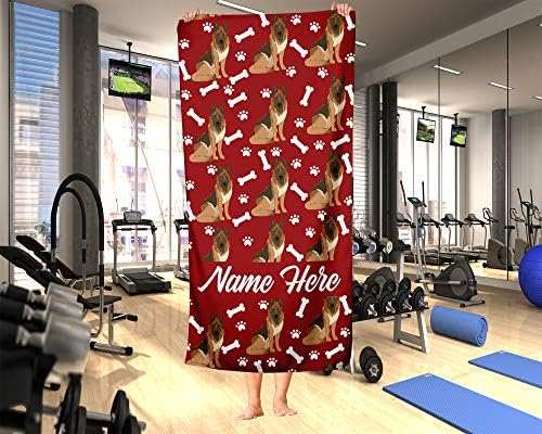 Personalized Brown German Shepherd Beach Bath Towel - Large Medium