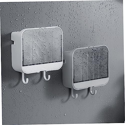 Happyyami 2 Hooks Wall Mount Soap Dish Holder