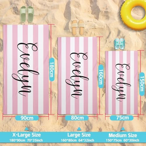 Customized Beach Towel with Name for Adults Kids Quick Dry Sand Free