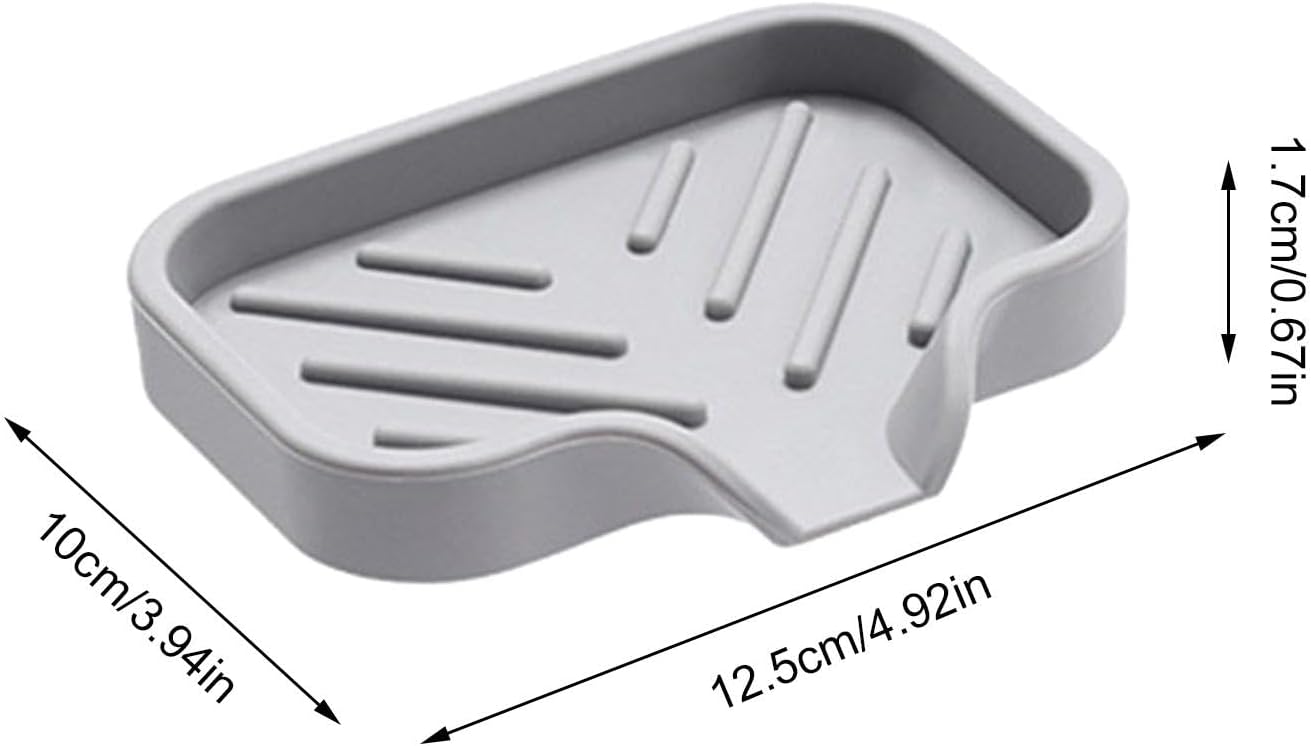 2 Pack Silicone Soap Holder Tray for Shower Kitchen Bathroom