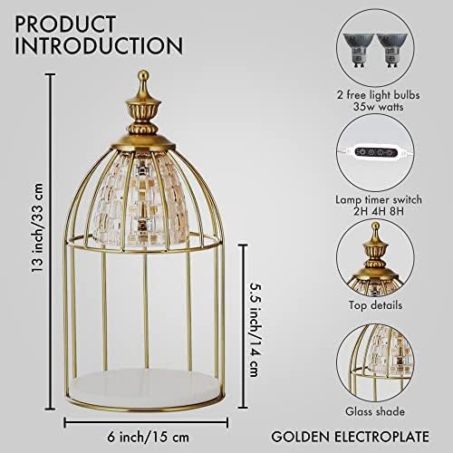 Swokazoe Candle Lamp Gold Frame Night Light with Aromatherapy