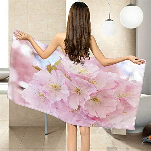 Moslion Comfy Bath Towel with Pink Flowers