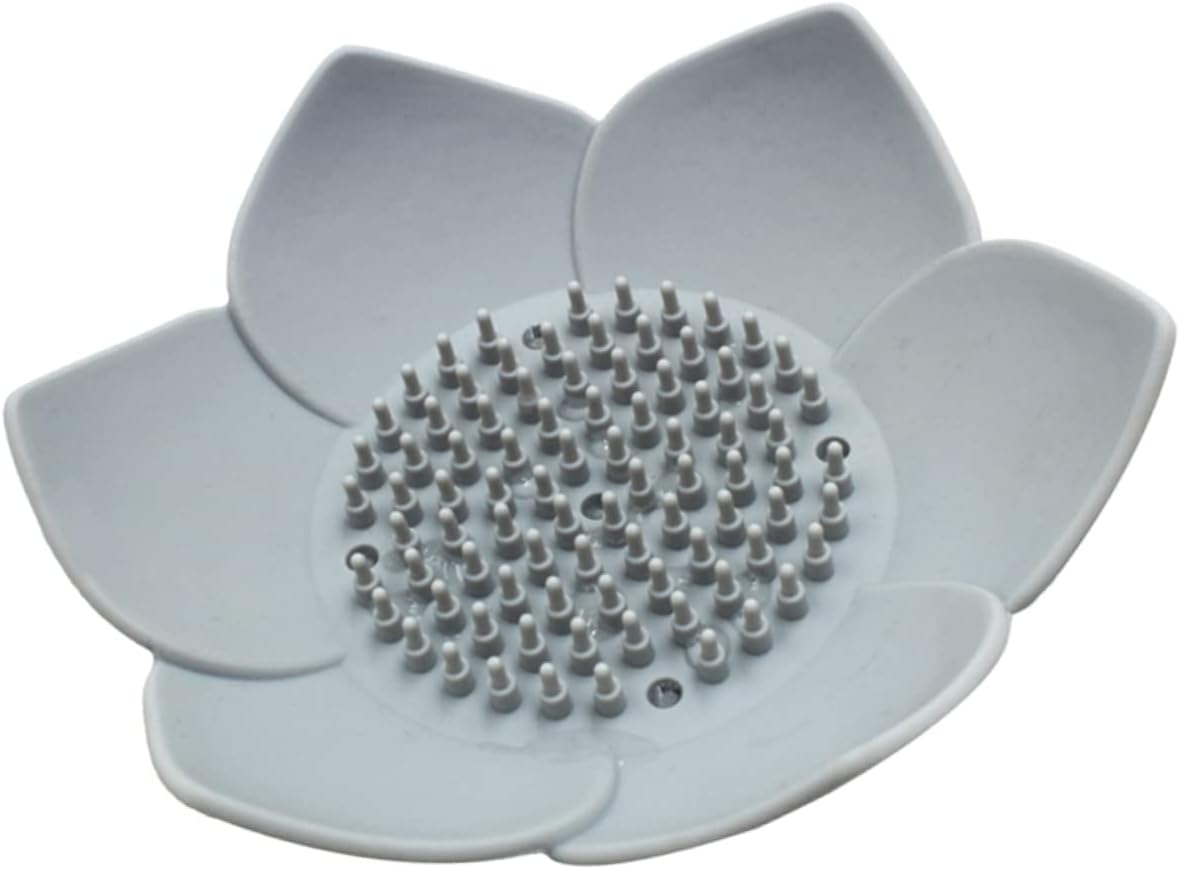 Healifty Grey Silicone Flower Soap Dish Holder 1