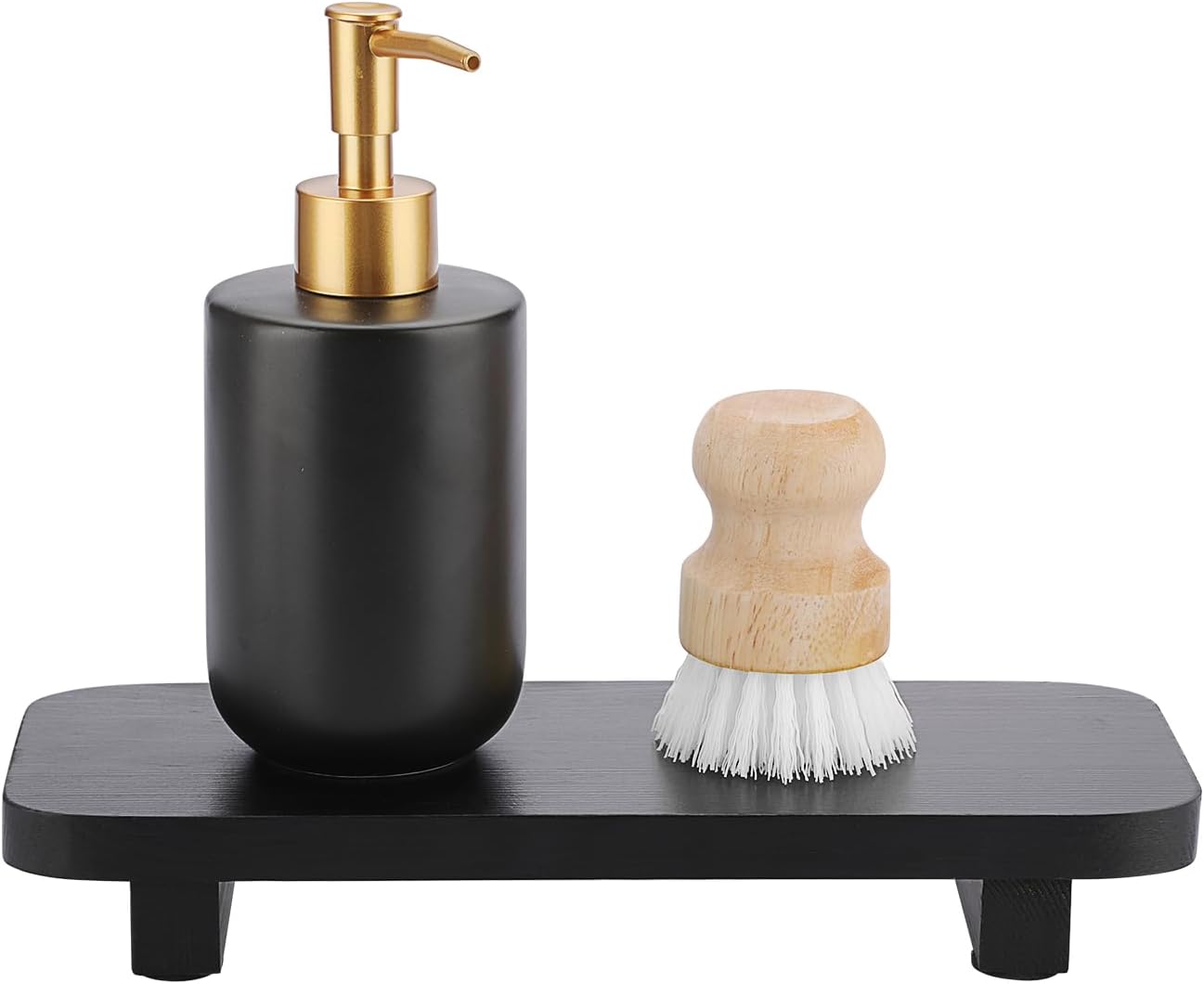 Sumnacon Small Wooden Stand - Decorative Soap Candle Display Tray Black