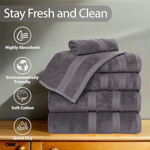 Superior 12-Piece Cotton Face Towel Set Grey