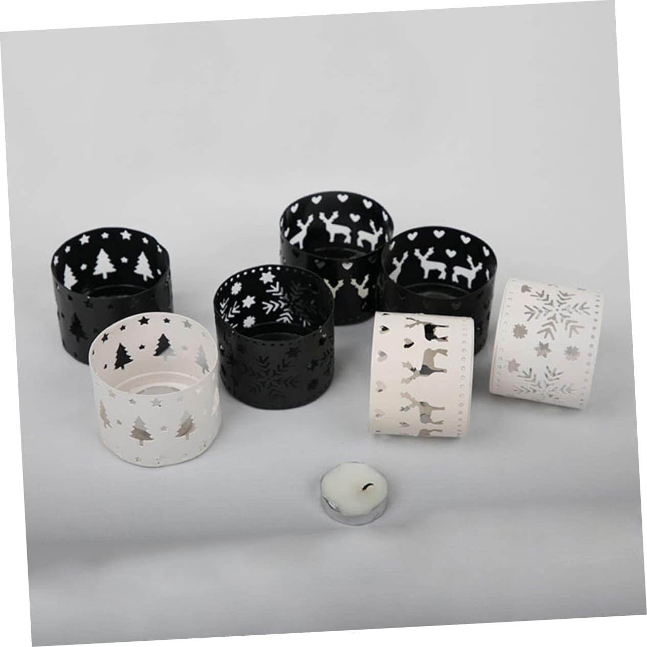 Retro Style Iron Hollow Christmas Candle Holder Snowflake Decor