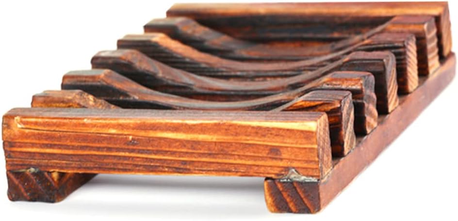 Carbonized Bamboo Soap Dish Holder for Bathroom Kitchen