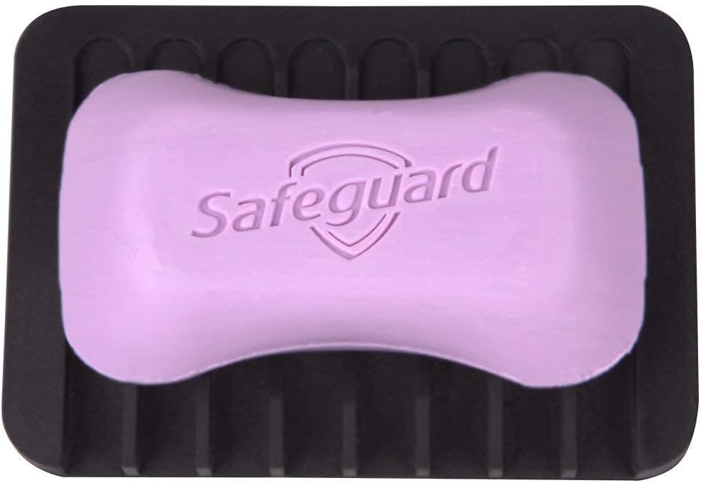Flexible Silicone Soap Dish with Drainage - Black