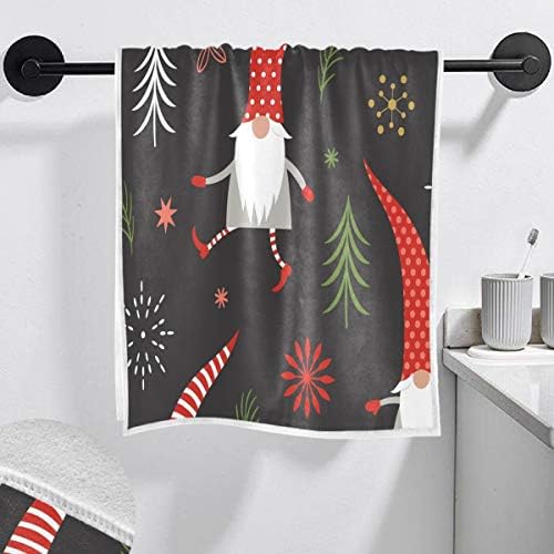 Exnundod Cute Christmas Gnomes Red Hats Hand Towel 1