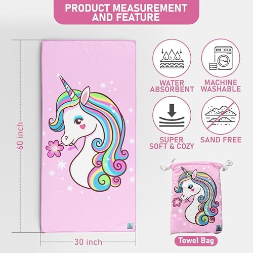 Kids Beach Towel with Game Print - Unicorn Fun Design