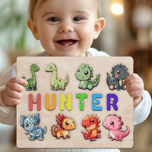 Personalized Wooden Dinosaur Puzzle Montessori Toy