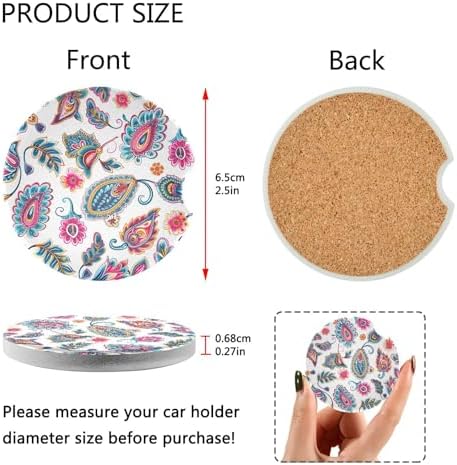 Takiito Paisley Flower Car Coasters 2 Pack 1
