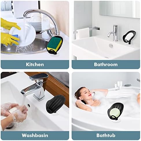 NPET Self Draining Soap Dish with Suction Cup Space-Saving and Durable