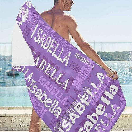 Custom Purple Beach Towel with Initial Text for Girls