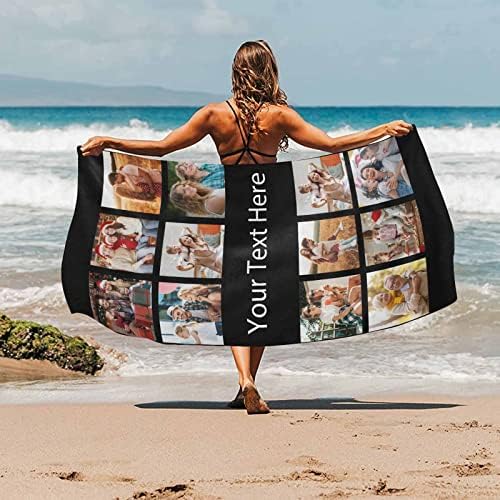 Custom Beach Towel with Family Photo Collage