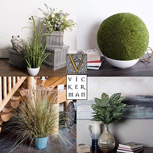 Vickerman 60 Artificial Green Grass with 9 Cattails in Iron Pot