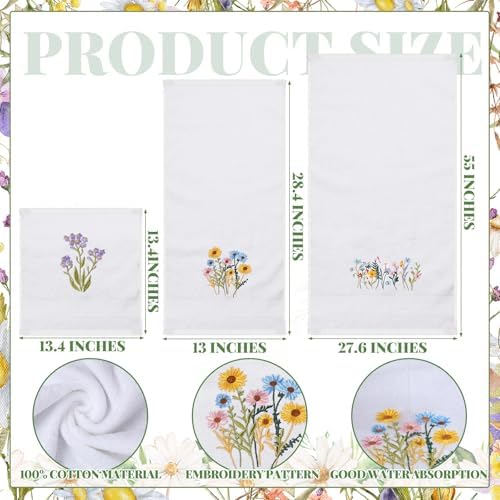 Moukeren 3 Pcs Spring Wildflower Bathroom Towel Set