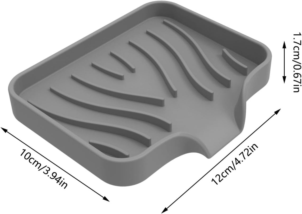 Silicone Soap Dish with Drain Spout 2pcs Black