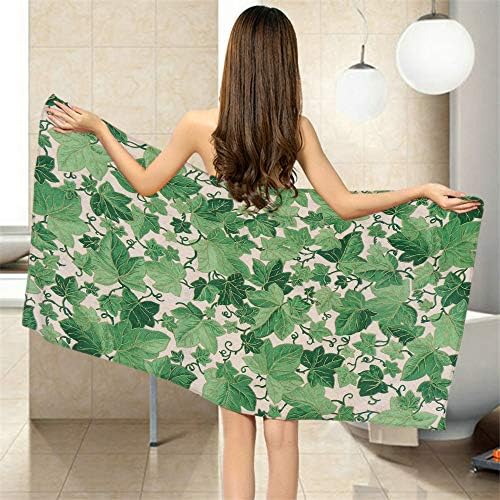 Moslion Green Ivy Leaves Pattern Bath Towel 1