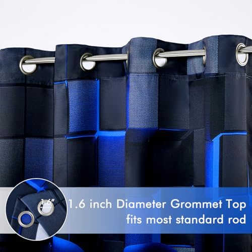 PERFEMET Gamer Kids Curtains 2 Panels Black Blue