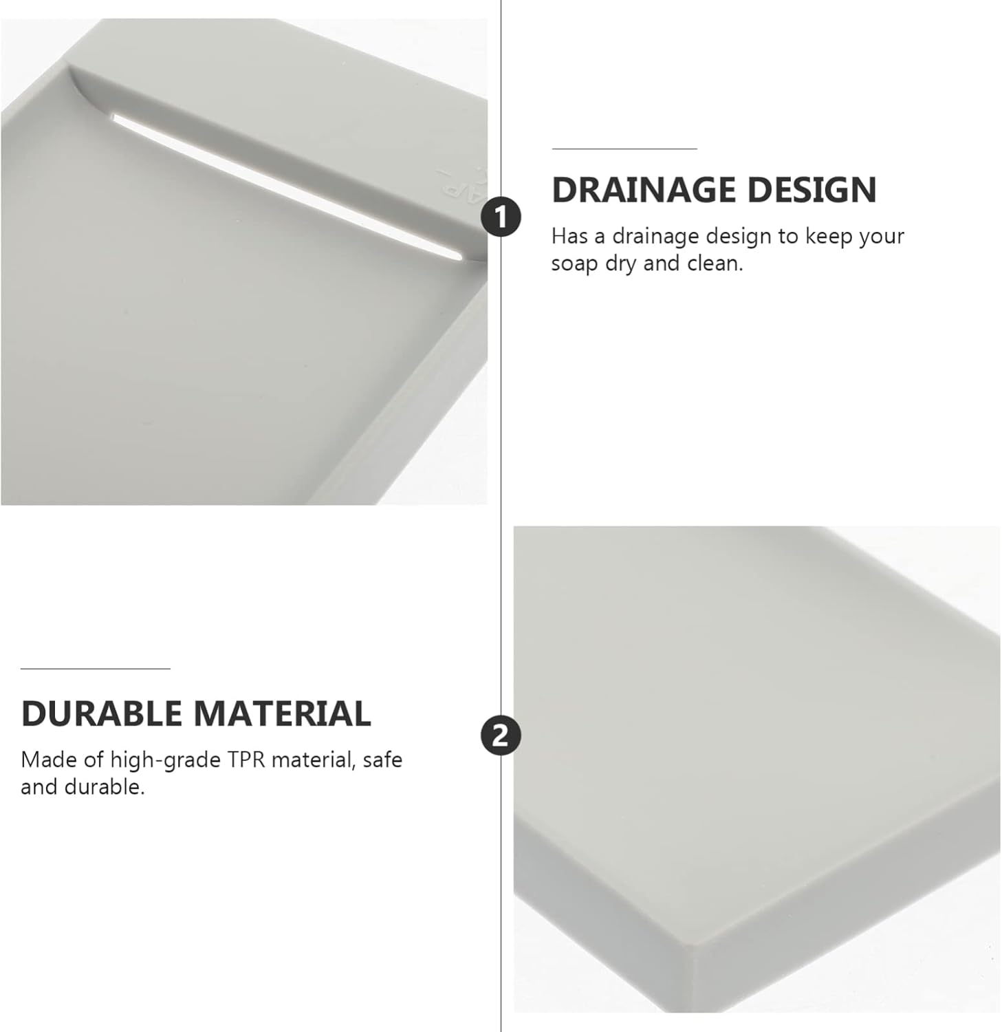 ARTIBETTER 2pcs Bar Soap Holder Grey Self Draining