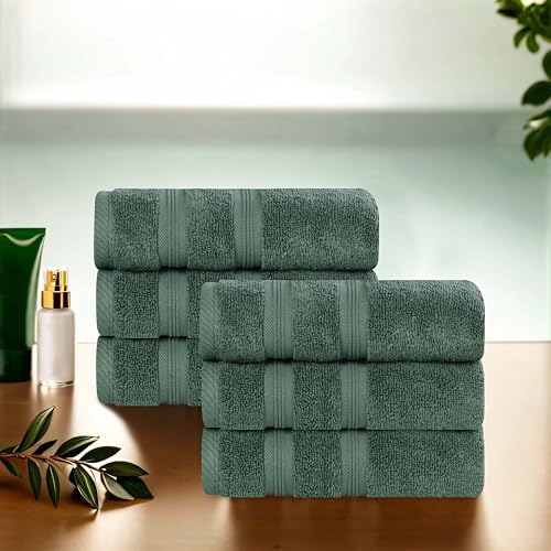 Superior Cotton Hand Towel Set of 6 Forest Green