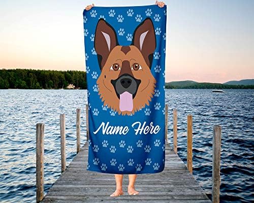 Personalized German Shepherd Beach and Bath Towels - Large Medium