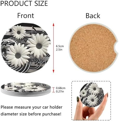 Takiito Flower Note Car Cup Holder Coasters 2 Pack