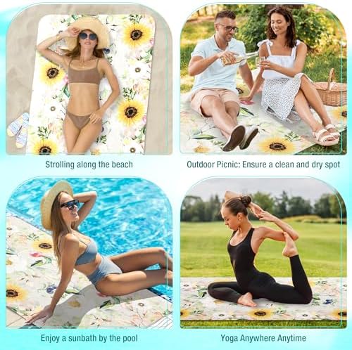 HYSEAS Ultra-Thin Sand-Free Beach Towel 63x35 Quick Dry for Adults