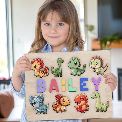 Personalized Wooden Dinosaur Puzzle Montessori Toy 1