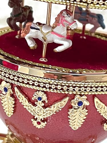 Pierre Lorren 6 Inch Golden Horse Carousel Music Box