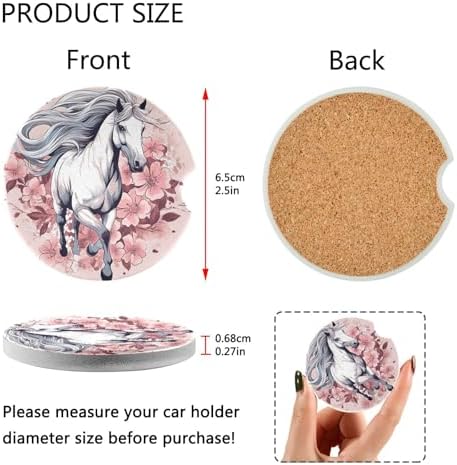 Takiito Horse Flowers Car Coasters 2 Pack